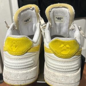 Off-White Men’s White & Yellow Suede-Accent Sneakers